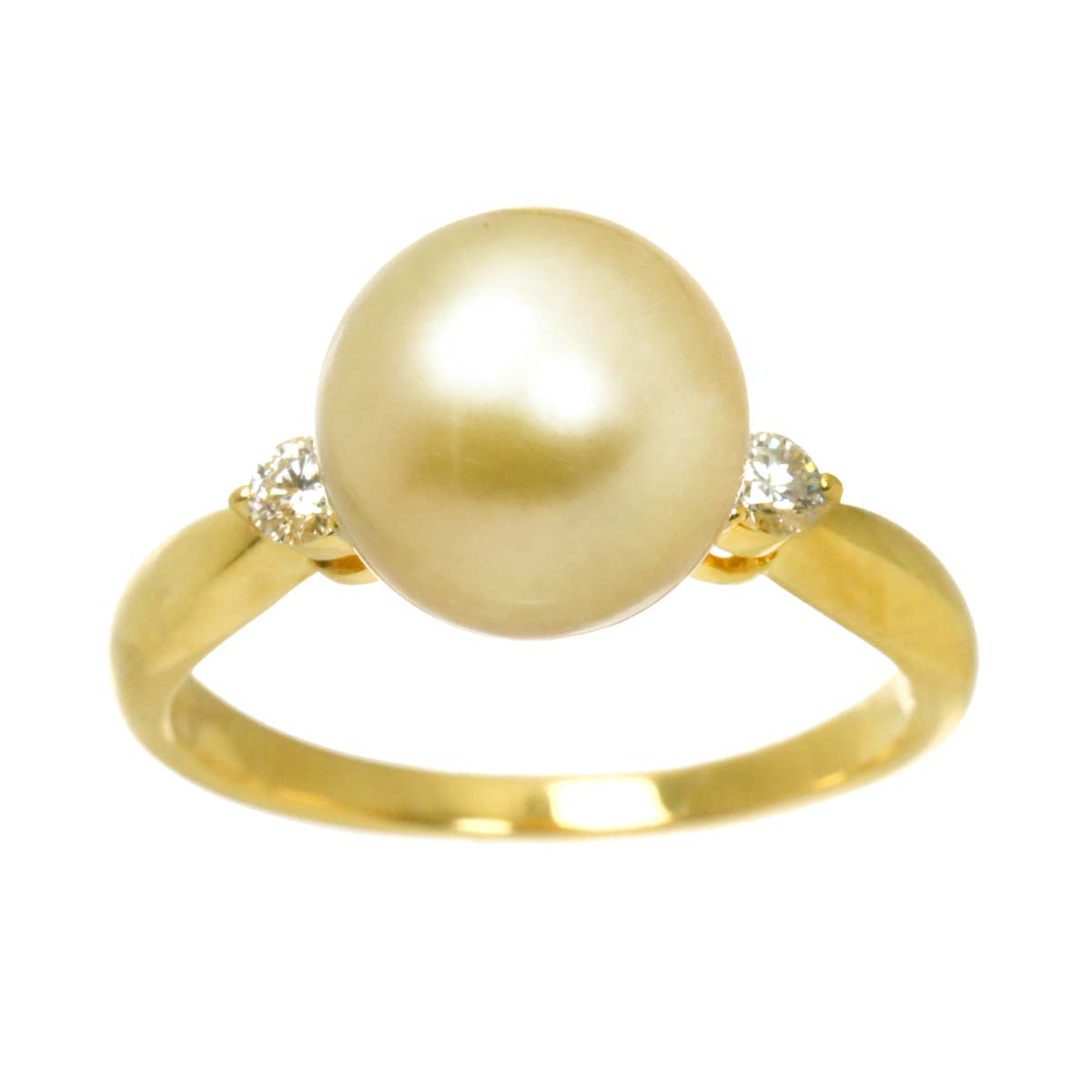 South Sea pearl Diamond 0.14ct Ring 18K YG 750 size7.5-7.75(US)