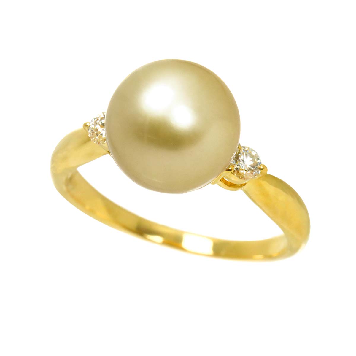 South Sea pearl Diamond 0.14ct Ring 18K YG 750 size7.5-7.75(US)