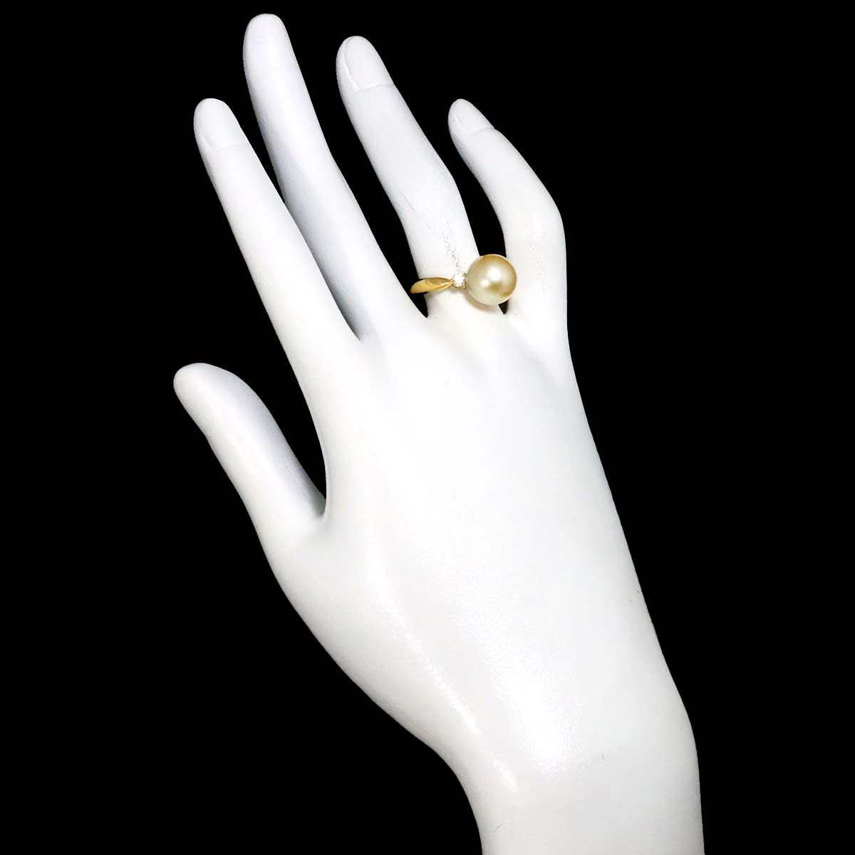 South Sea pearl Diamond 0.14ct Ring 18K YG 750 size7.5-7.75(US)