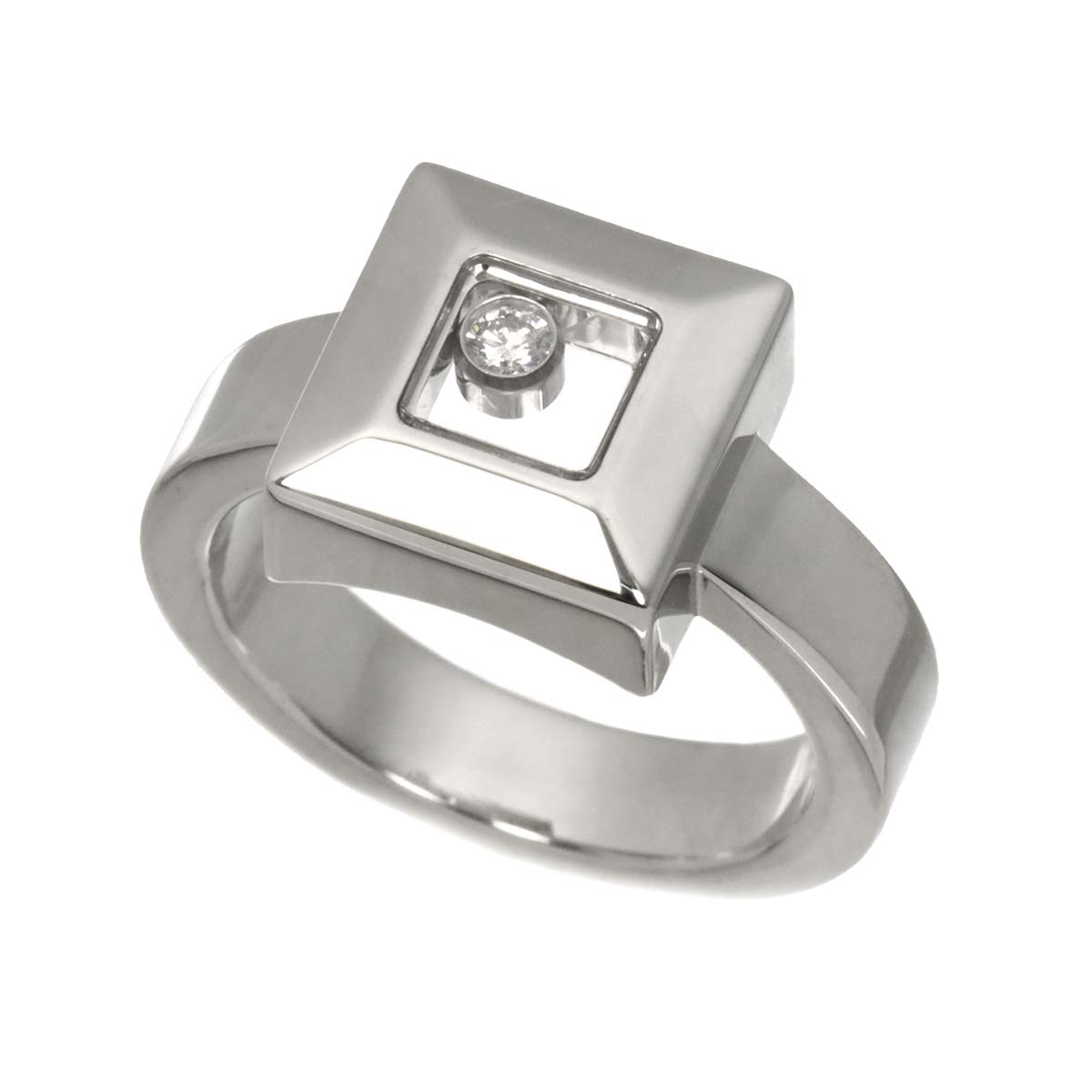Happy Diamond Square Ring 18K White Gold 750 Size5.25(US)