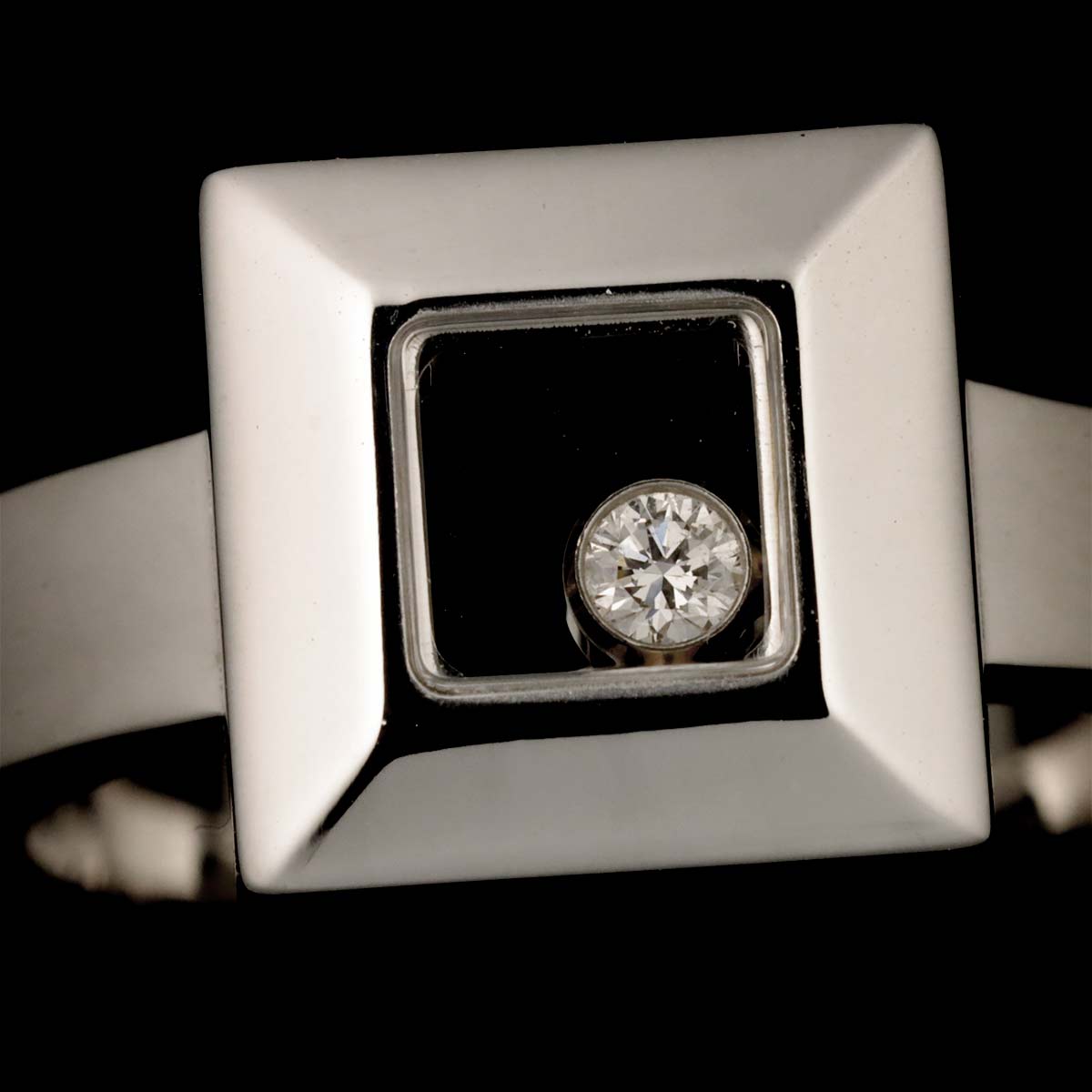 Happy Diamond Square Ring 18K White Gold 750 Size5.25(US)