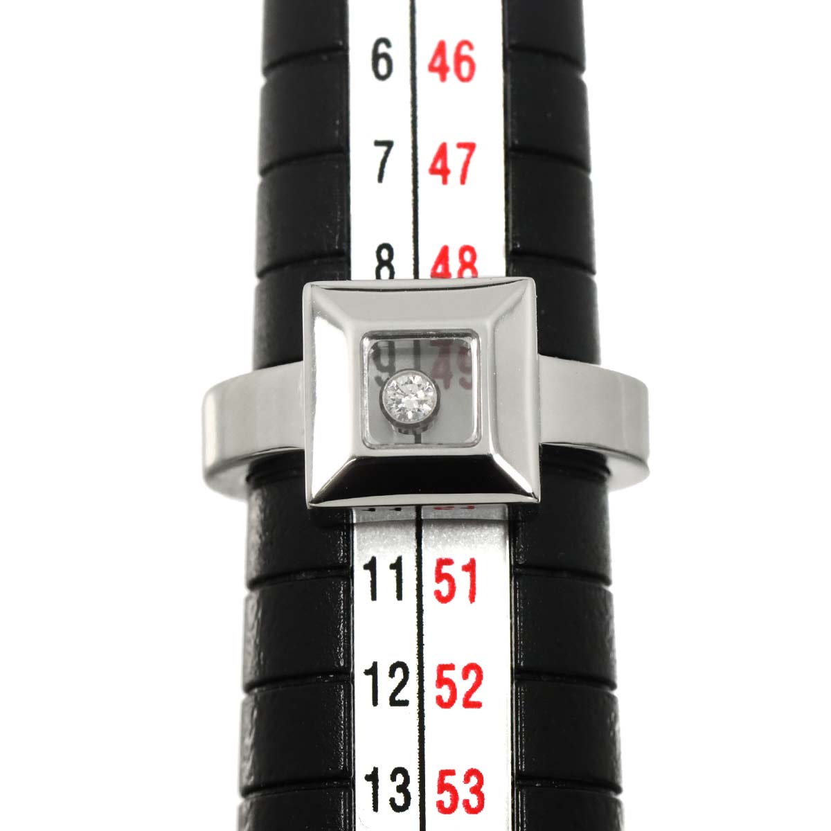 Happy Diamond Square Ring 18K White Gold 750 Size5.25(US)