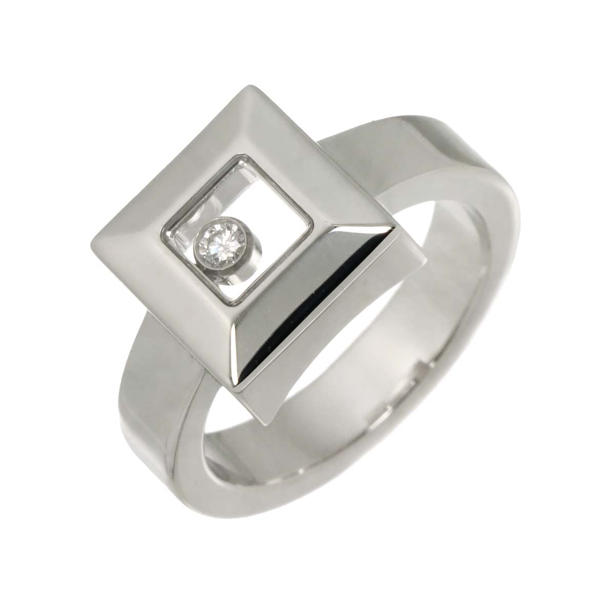 Happy Diamond Square Ring 18K White Gold 750 Size5.25(US)