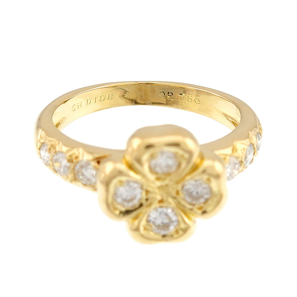 Diamond Ring 18K YG 750 size4.5(US)