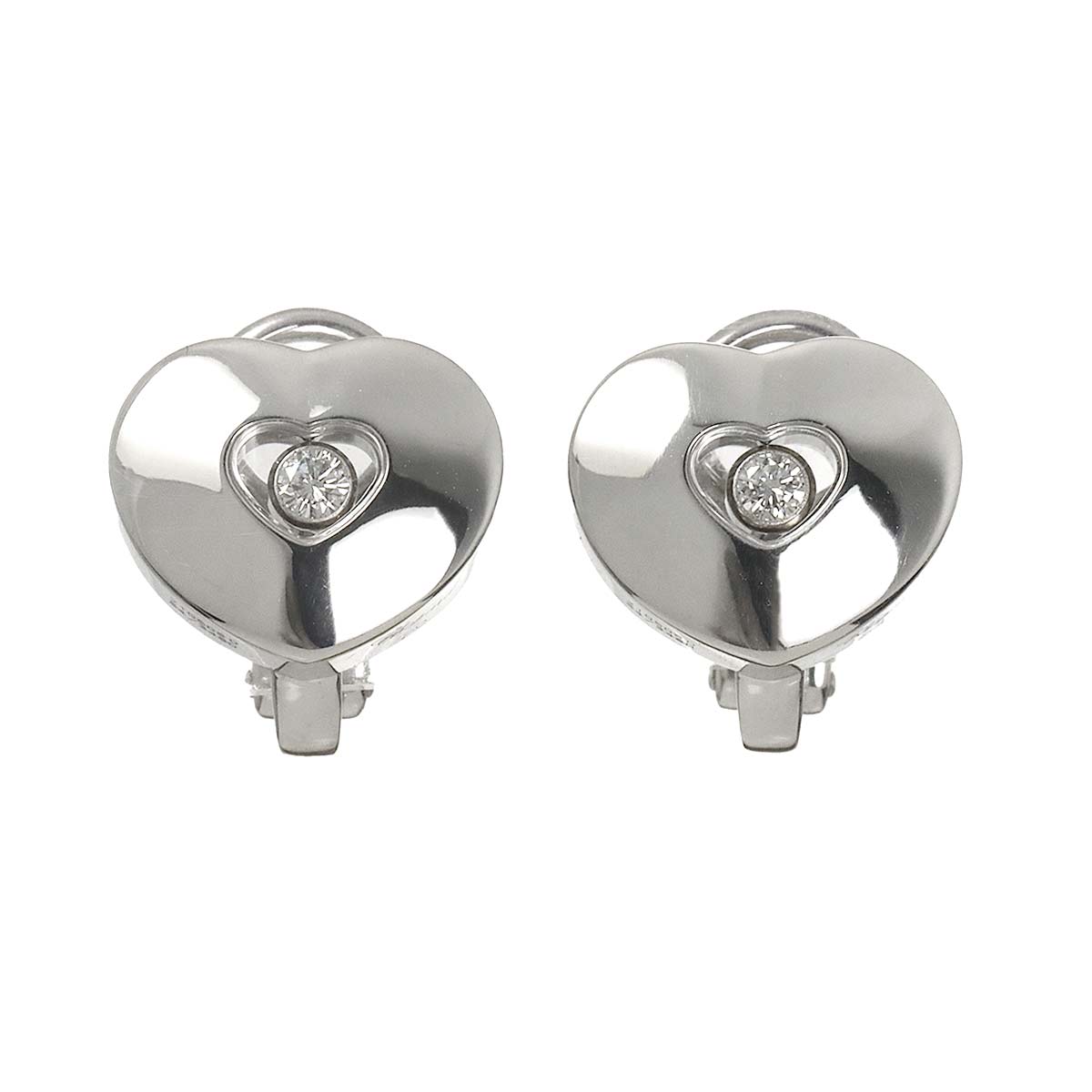 Diamond Heart Earrings Clip on K18 WG 750