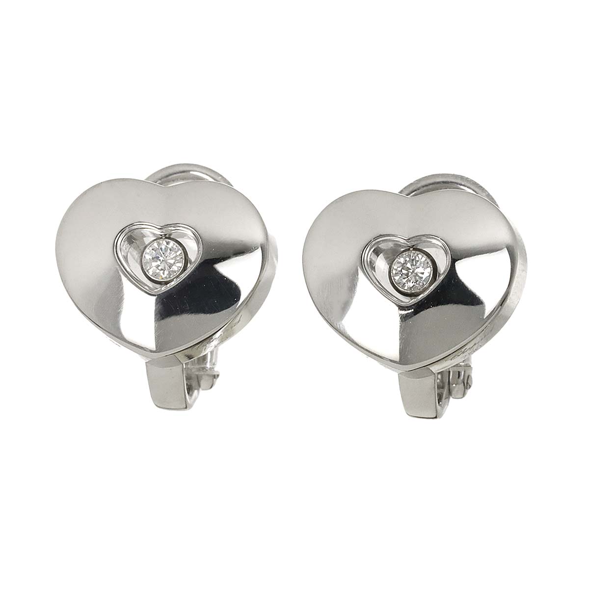 Diamond Heart Earrings Clip on K18 WG 750