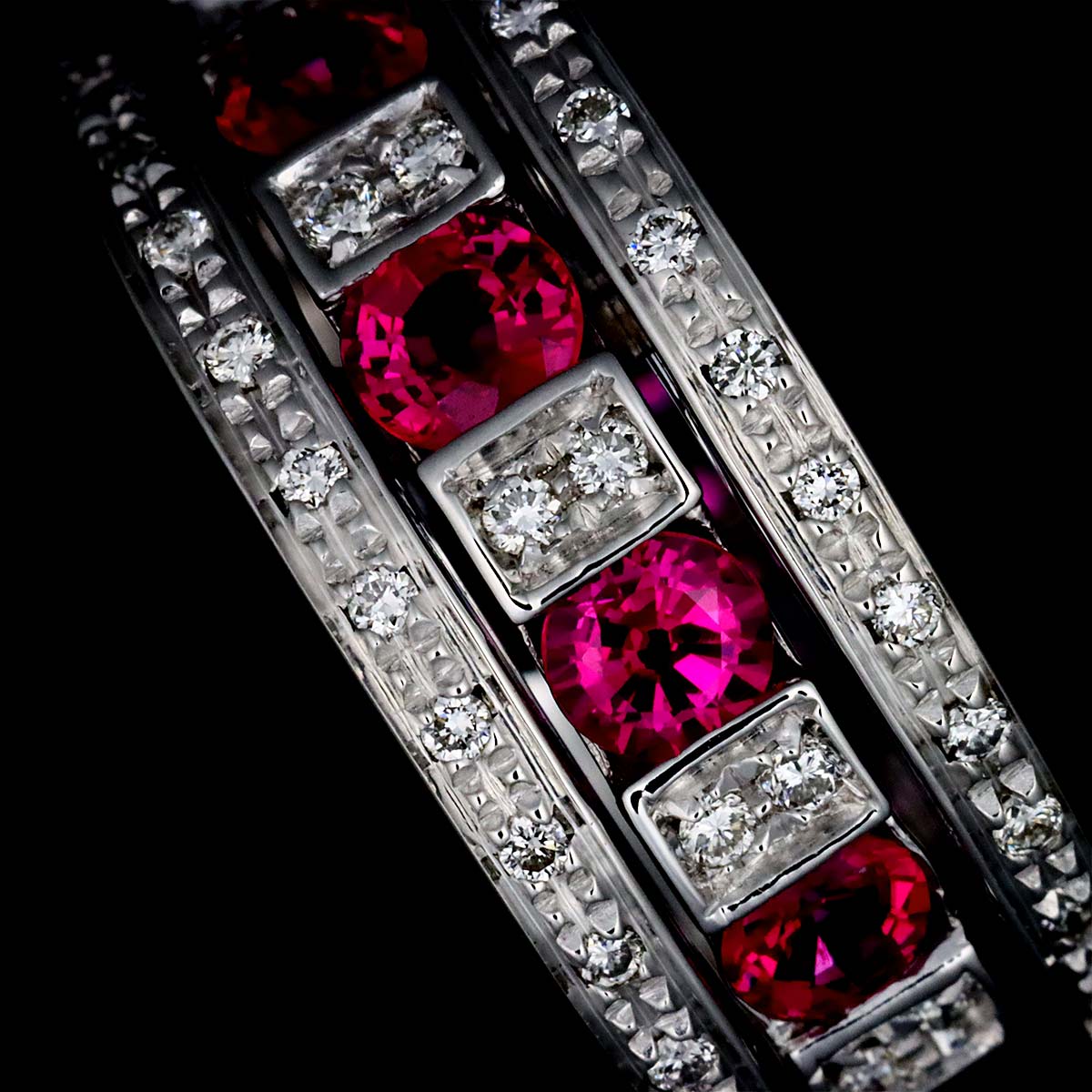 Belle Epoque Ruby Diamond Ring 18K WG 750 Size4.5-4.75(US)