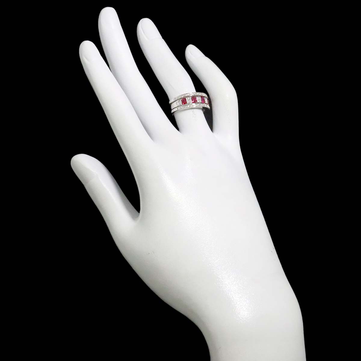 Belle Epoque Ruby Diamond Ring 18K WG 750 Size4.5-4.75(US)