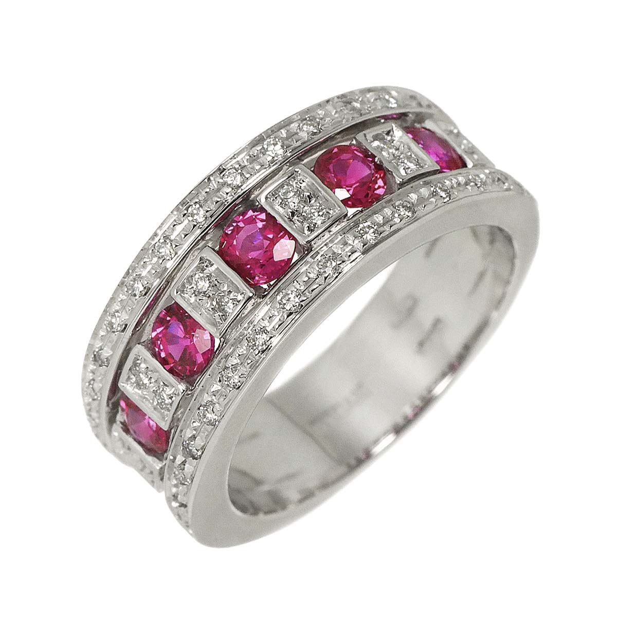 Belle Epoque Ruby Diamond Ring 18K WG 750 Size4.5-4.75(US)