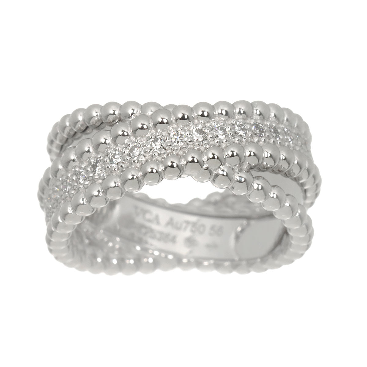 Perlee Diamond Ring 18K K18 WG 750 size56 7.5(US)