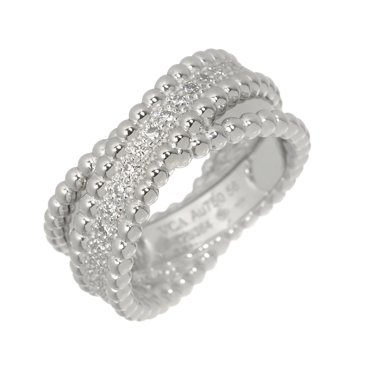 Perlee Diamond Ring 18K K18 WG 750 size56 7.5(US)