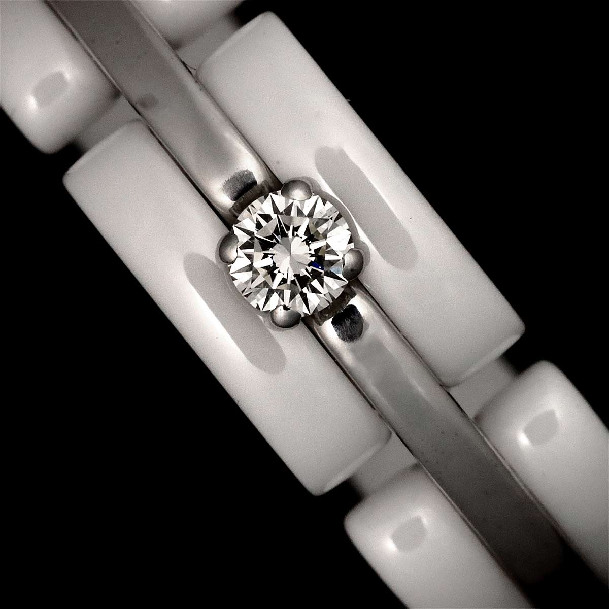 ULTRA Diamond Ring White Ceramic 18K WG 750 Size53 6-6.25(US)