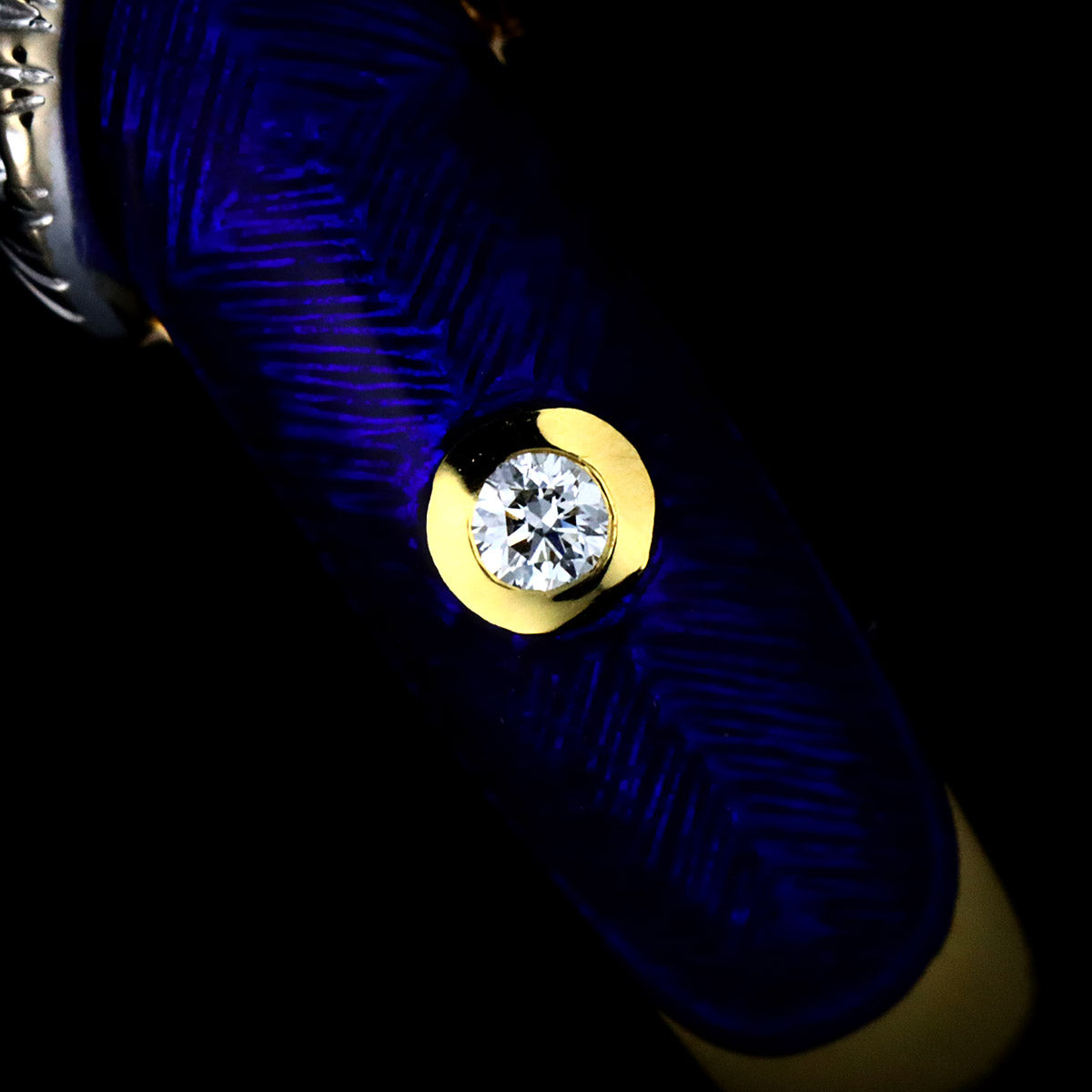 Enamel Diamond 0.12ct Ring 18K YG 750 Size7.25(US)