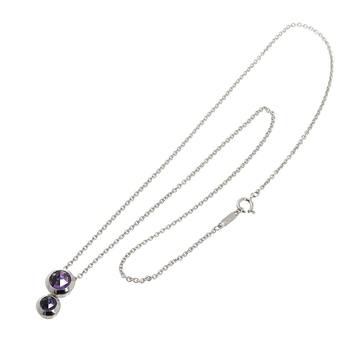 Amethyst Iolite Necklace 18K White Gold 750