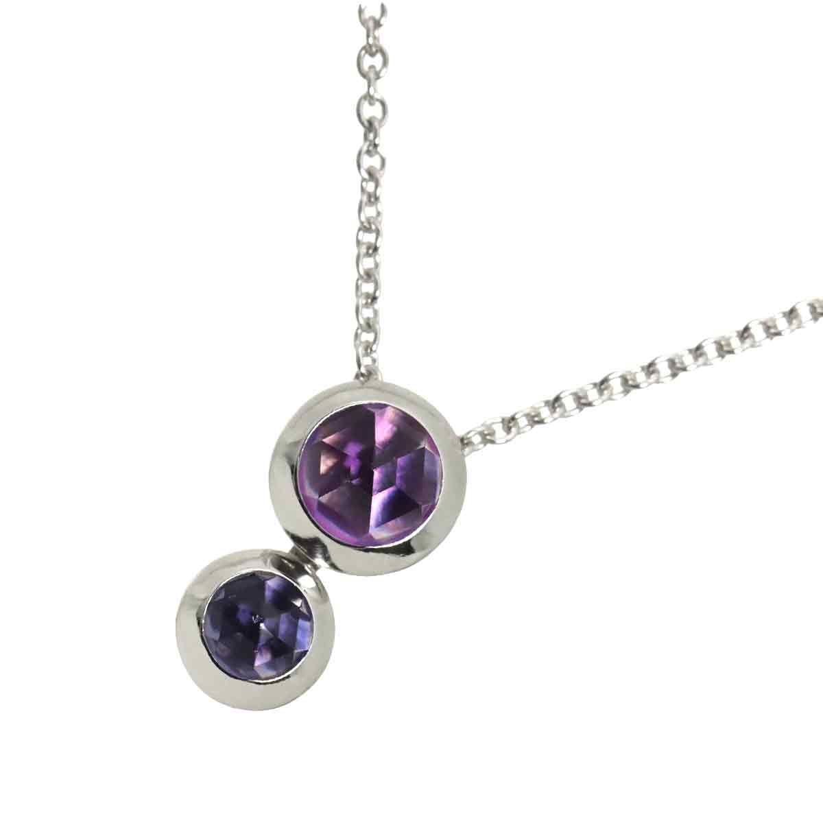 Amethyst Iolite Necklace 18K White Gold 750