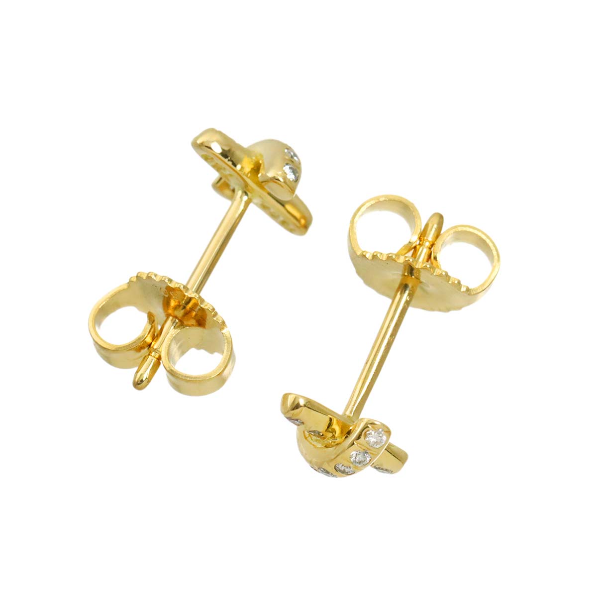 Cross stitch Diamond Earrings Pierced 18K Yellow Gold 750