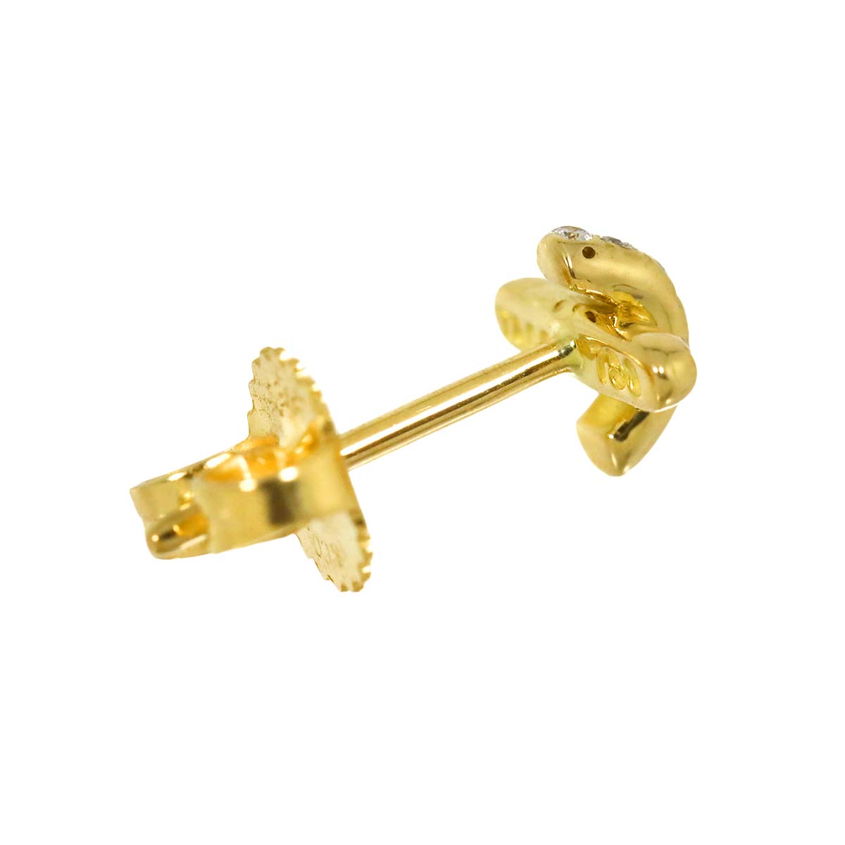 Cross stitch Diamond Earrings Pierced 18K Yellow Gold 750