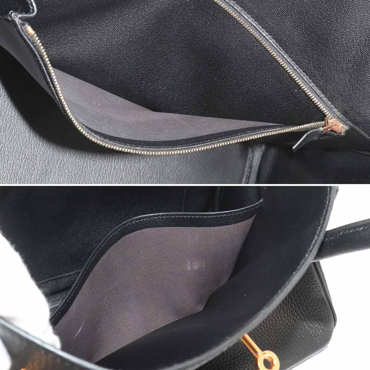 Birkin 35 Ardennes Leather Black Hand Bag Vintage Purse
