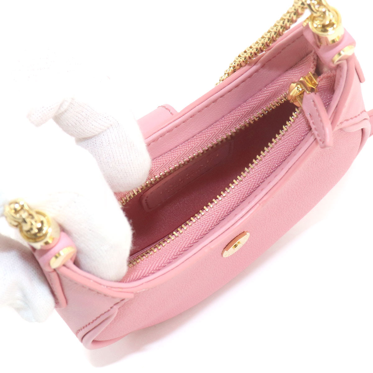 Serpenti Ellipse Micro Chain Shoulder Bag Leather Pink