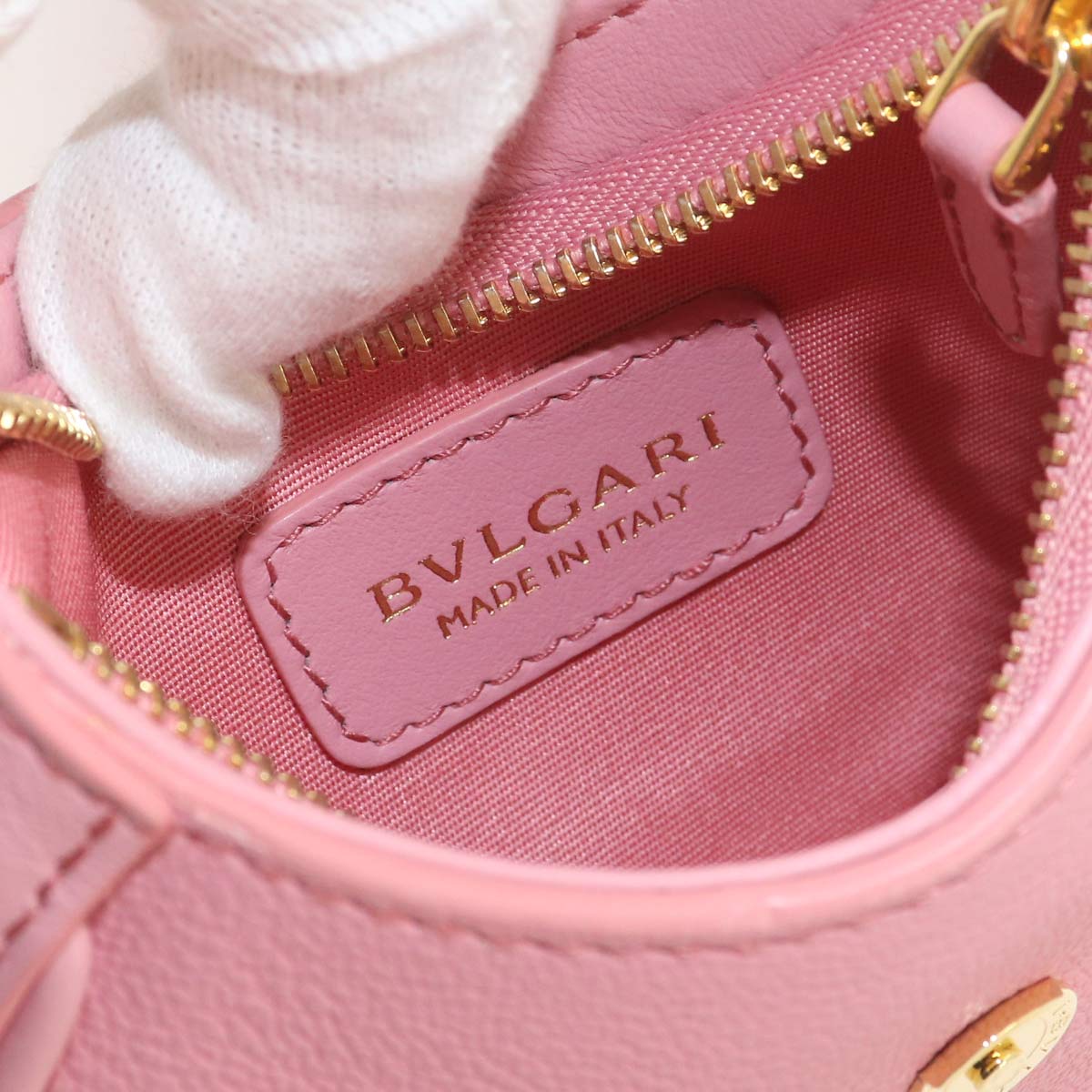 Serpenti Ellipse Micro Chain Shoulder Bag Leather Pink