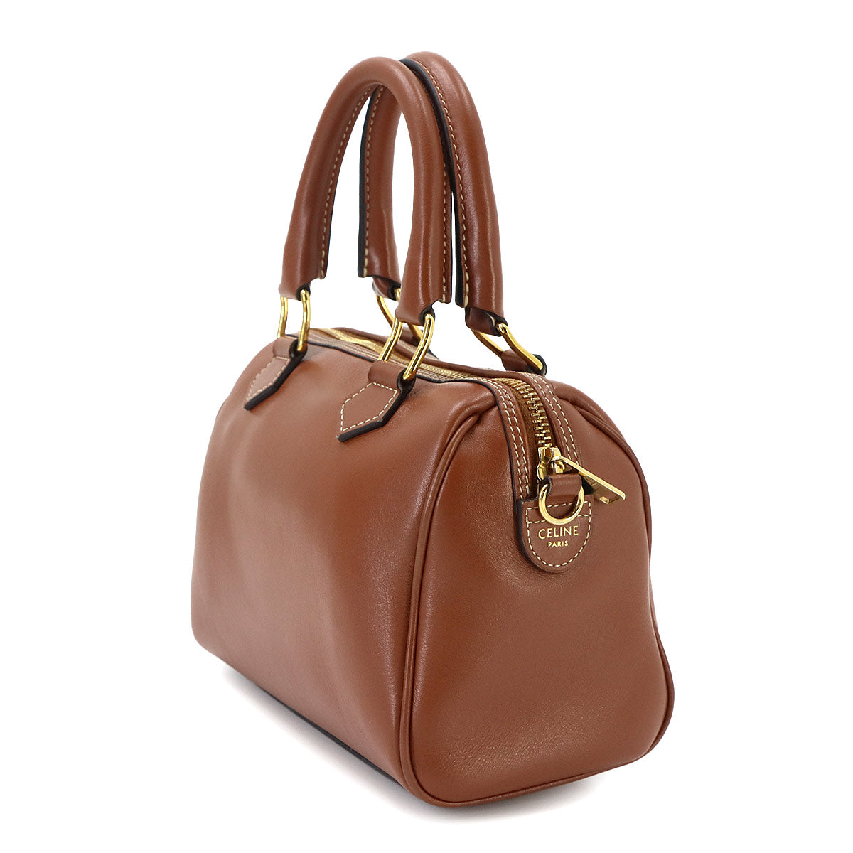 CUIR Triomphe Small Boston Hand Shoulder Bag Leather Brown
