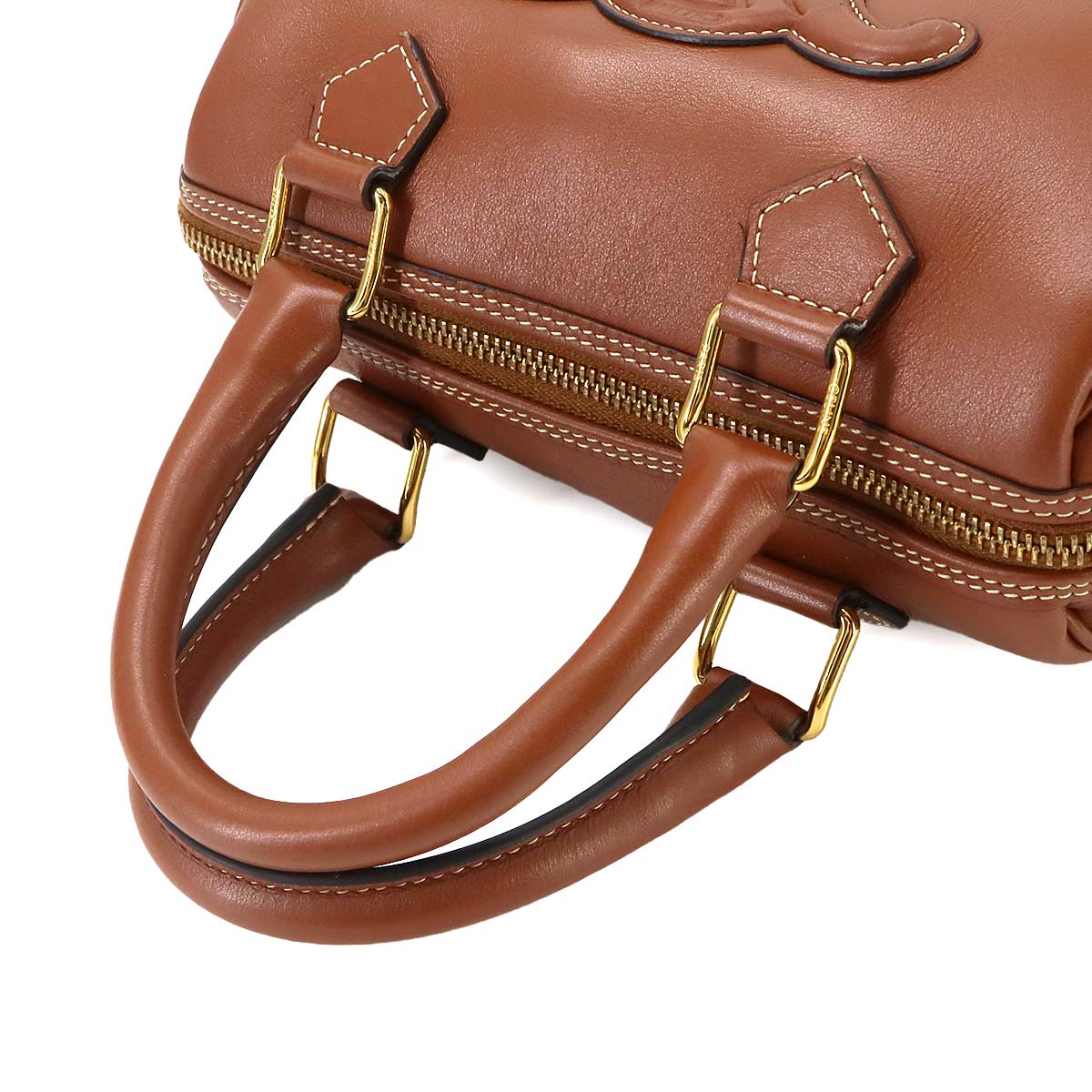 CUIR Triomphe Small Boston Hand Shoulder Bag Leather Brown