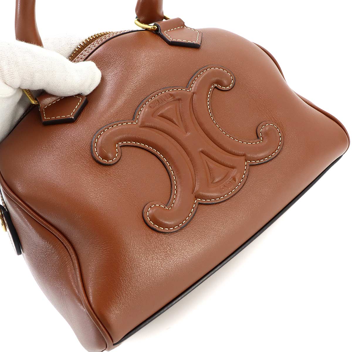 CUIR Triomphe Small Boston Hand Shoulder Bag Leather Brown