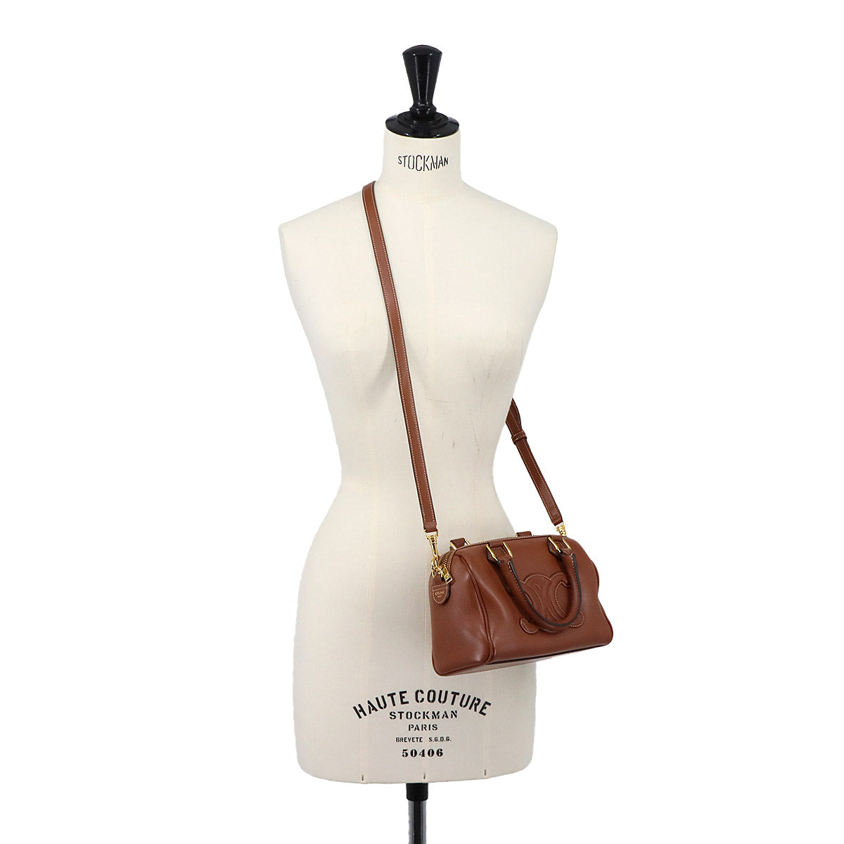 CUIR Triomphe Small Boston Hand Shoulder Bag Leather Brown