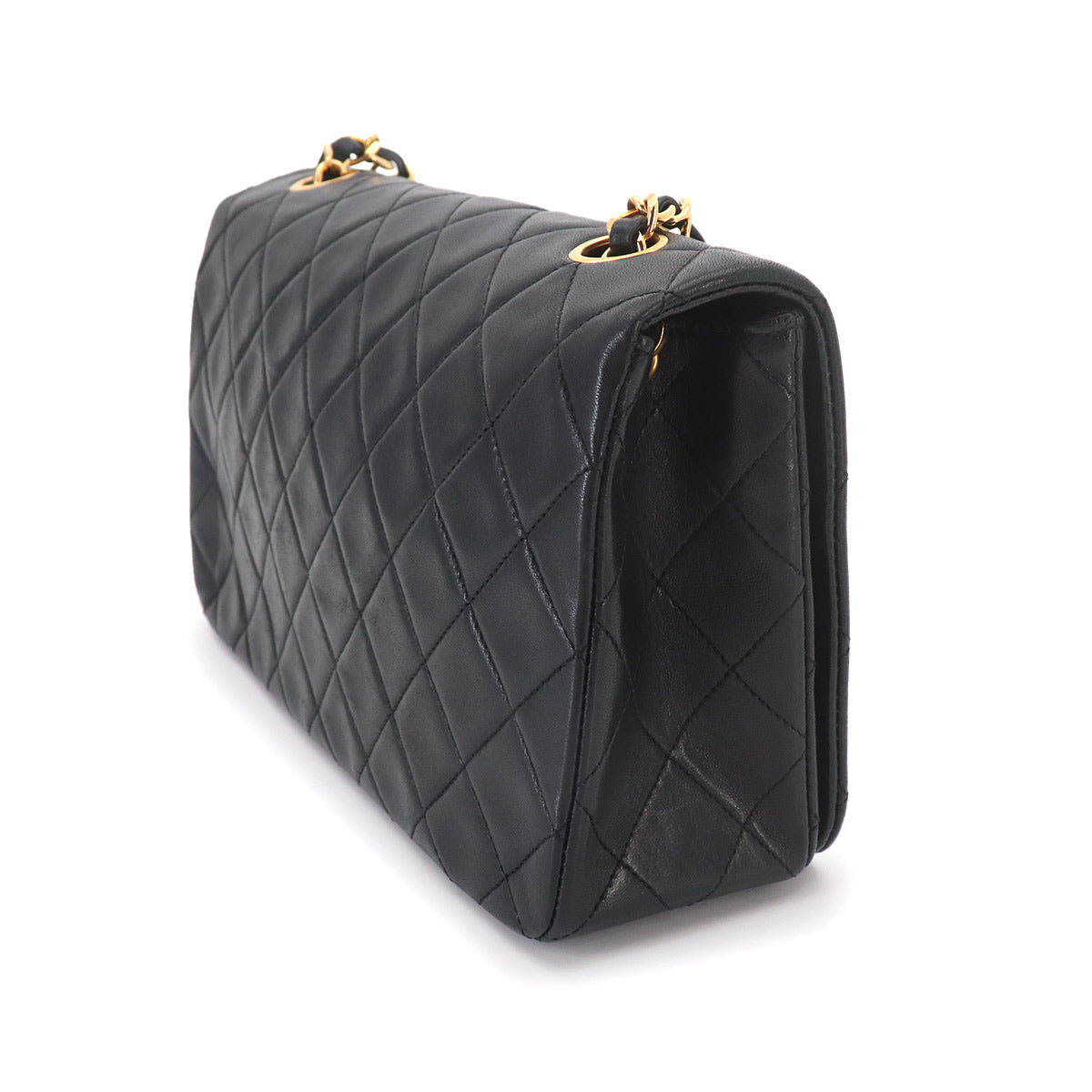 Matelasse Chain Shoulder Bag Leather Black Purse