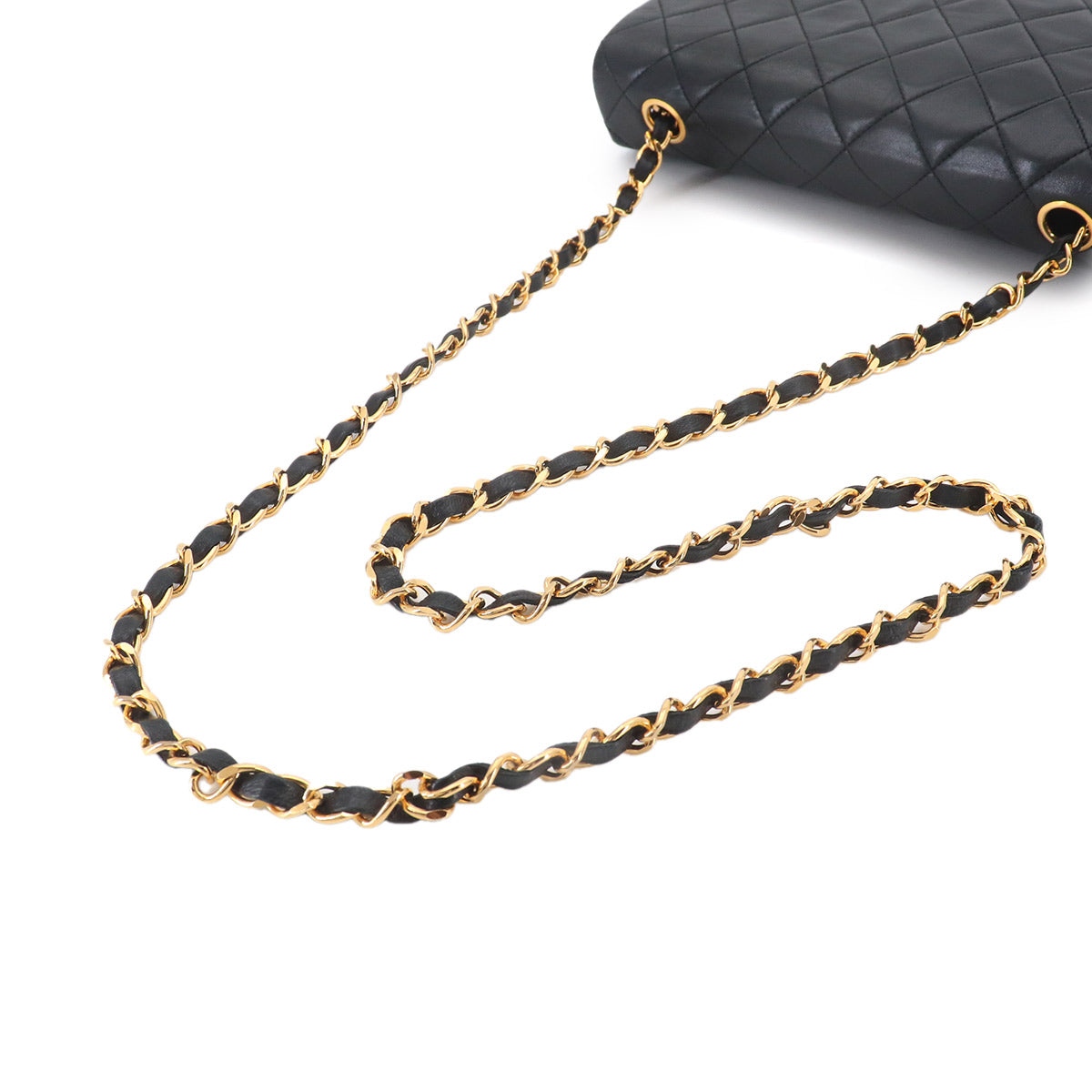 Matelasse Chain Shoulder Bag Leather Black Purse