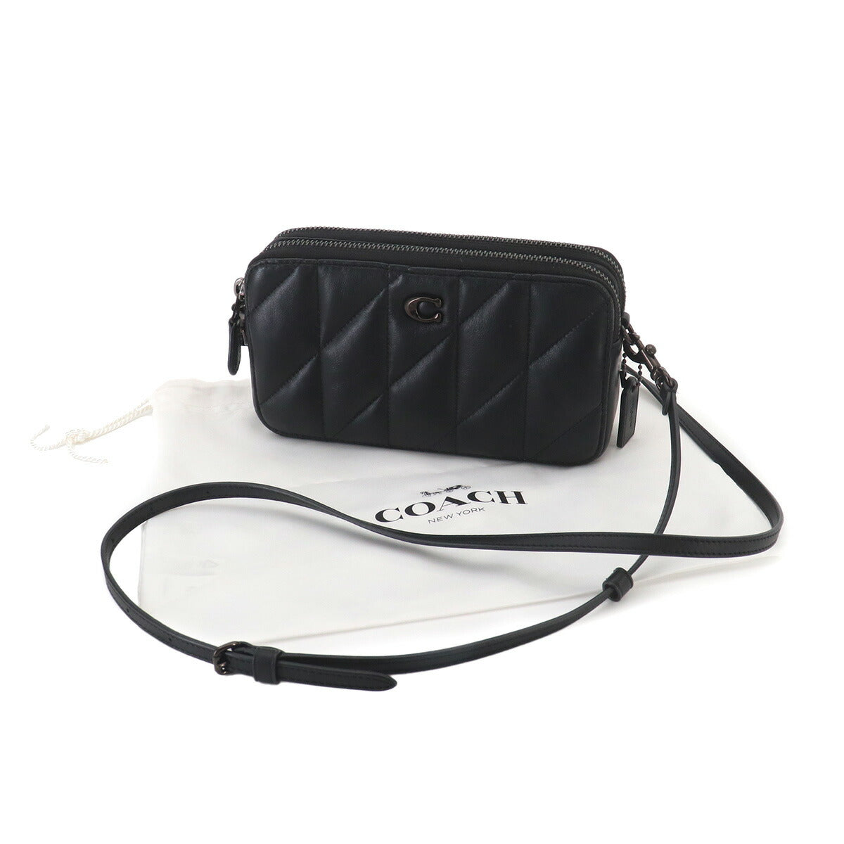 Kira Crossbody Quilting Shoulder Bag Leather Black