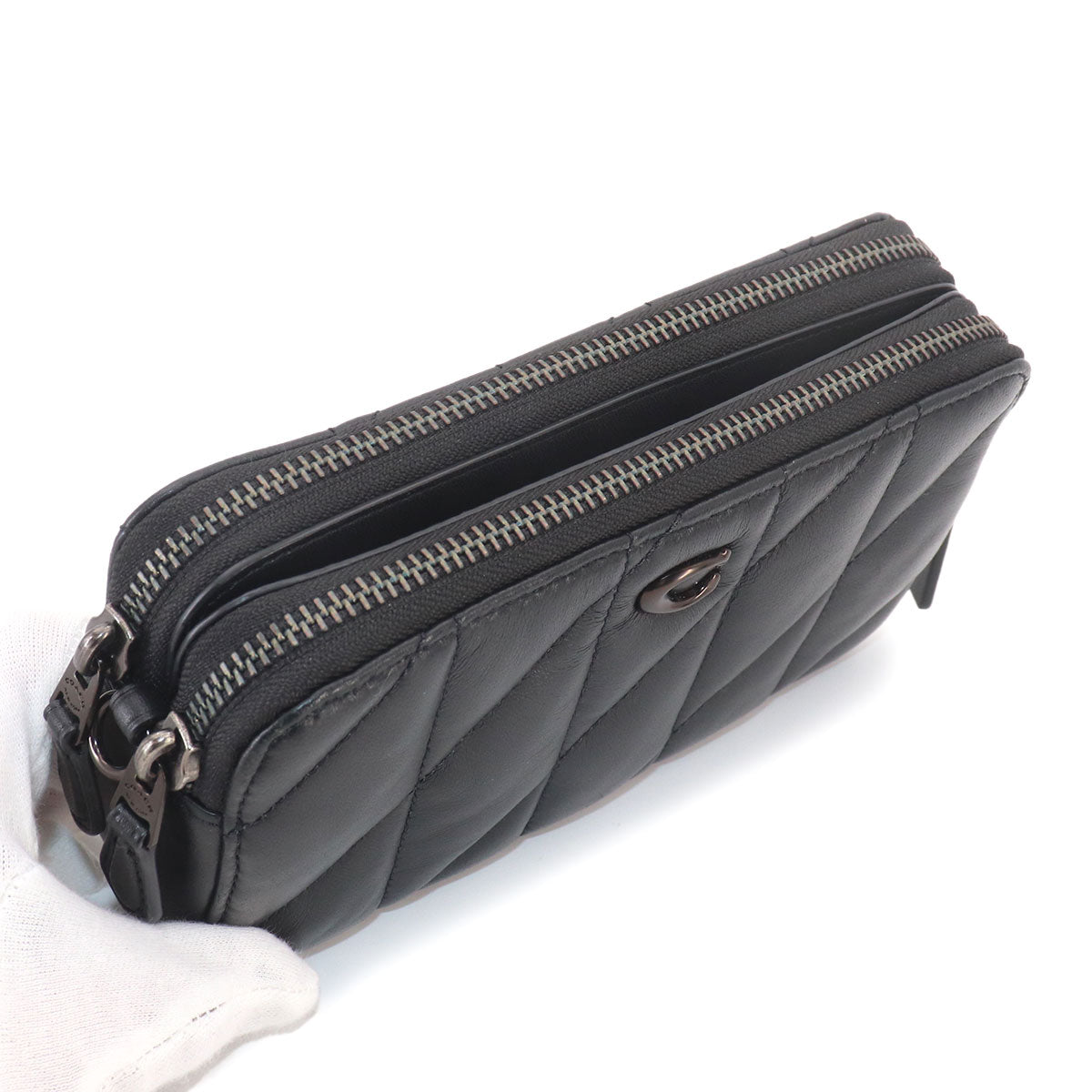 Kira Crossbody Quilting Shoulder Bag Leather Black