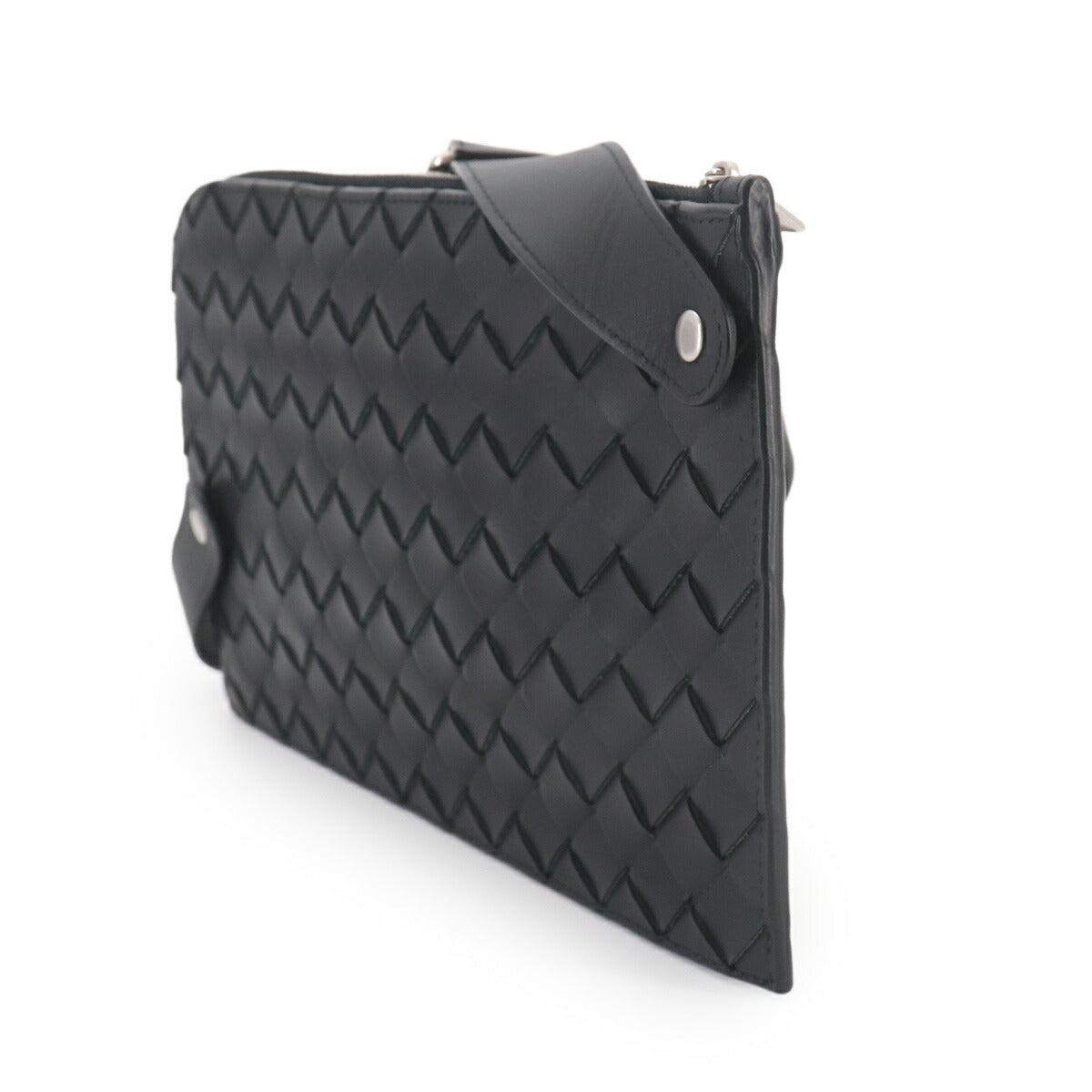 Intrecciato Pouch Crossbody Shoulder Bag Black 755569