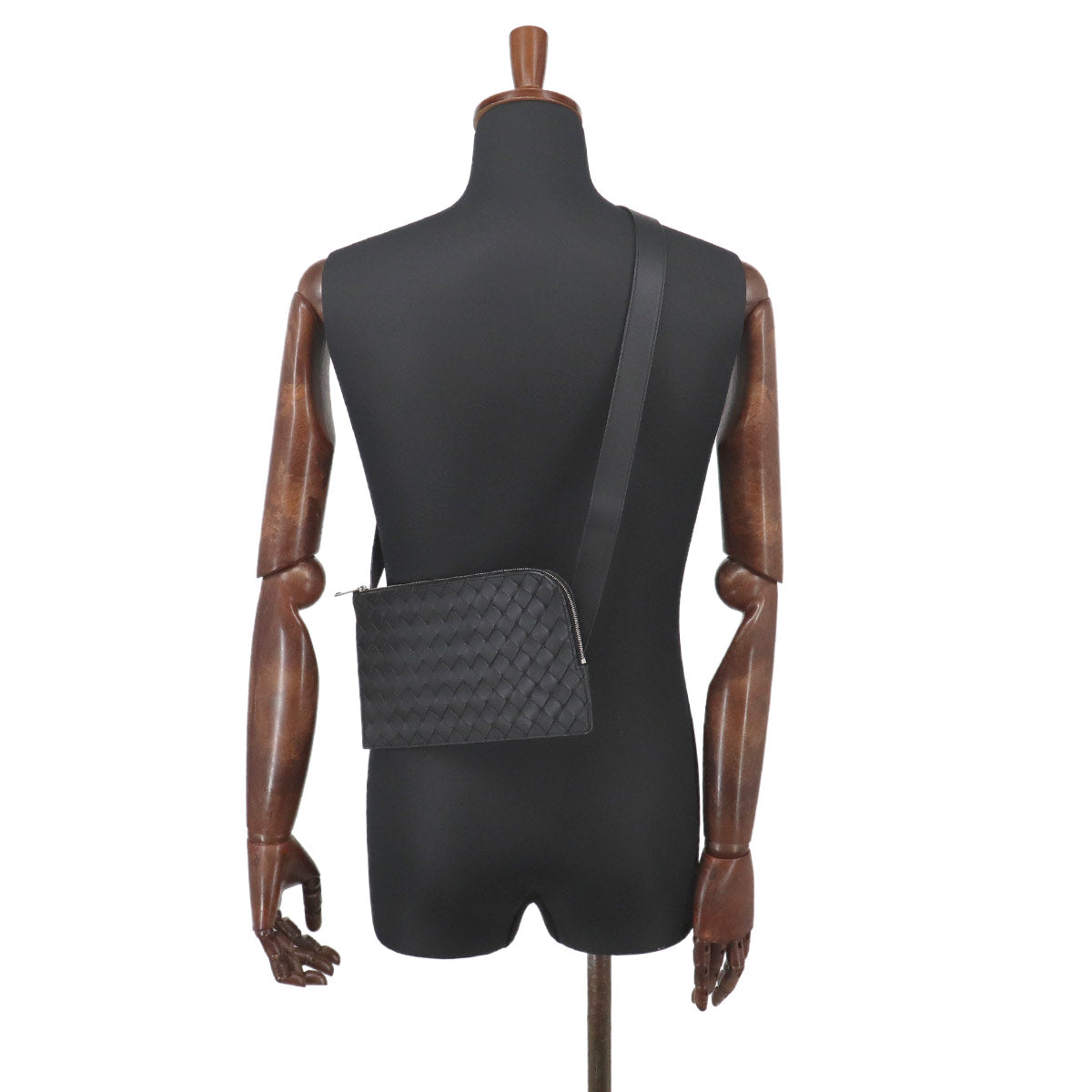 Intrecciato Pouch Crossbody Shoulder Bag Black 755569