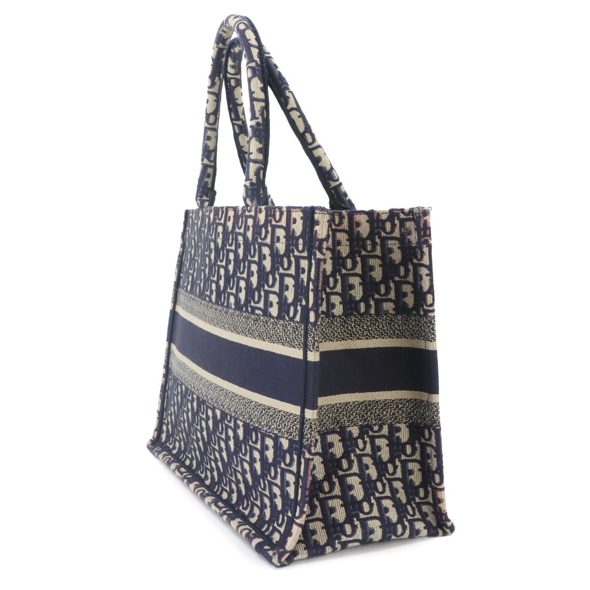 Oblique Book Tote Medium Bag Canvas Navy M1296ZRIW