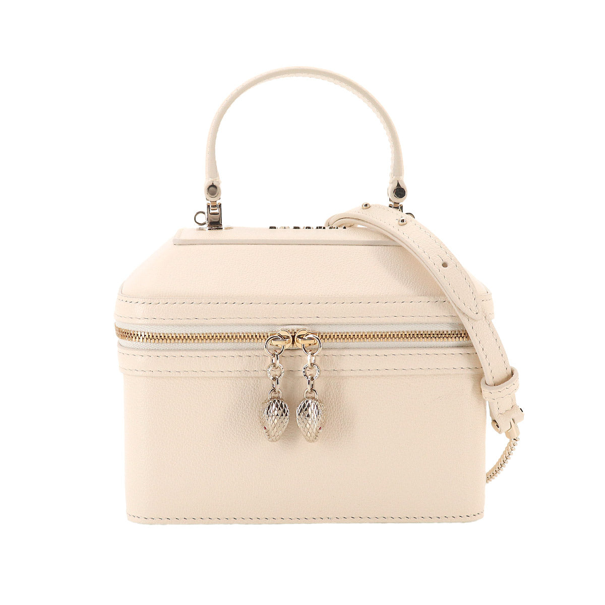Serpenti Vanity Hand Shoulder Bag Leather White 291661