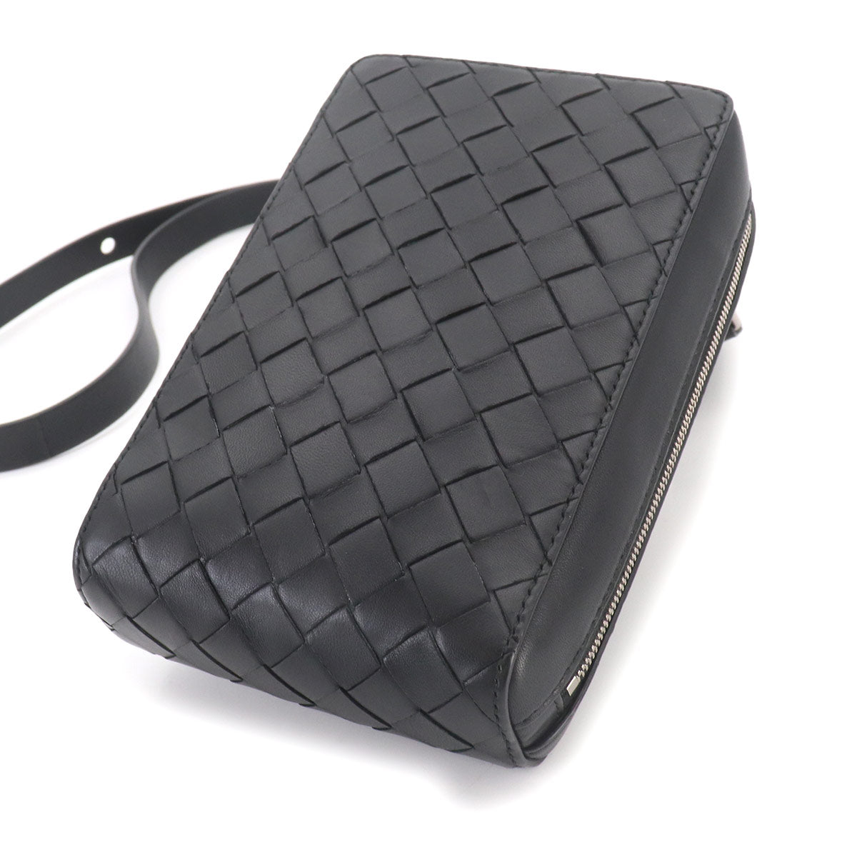 Intrecciato Crossbody Shoulder Bag Black 592692