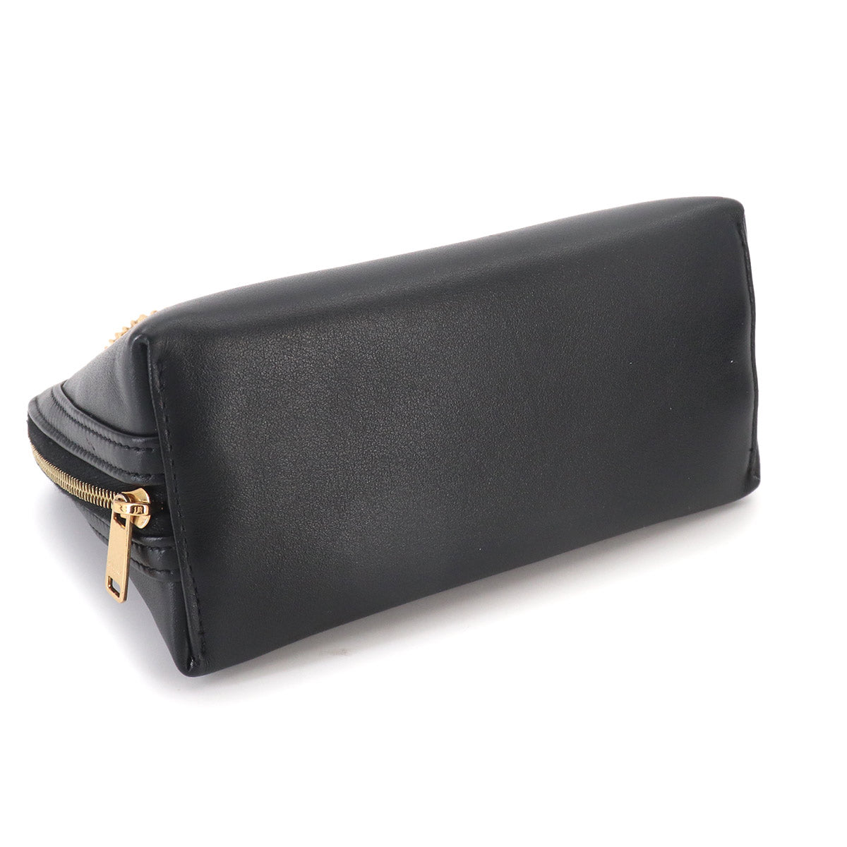 Clutch on Chain Cuir Triomphe Shoulder Bag Leather Black