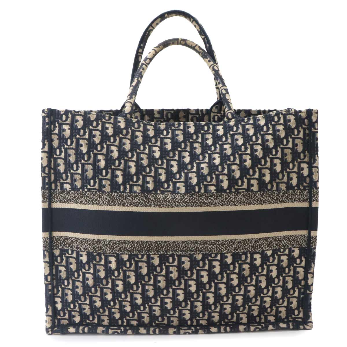 Oblique Book Tote Large Bag Canvas Navy M1286ZRIW