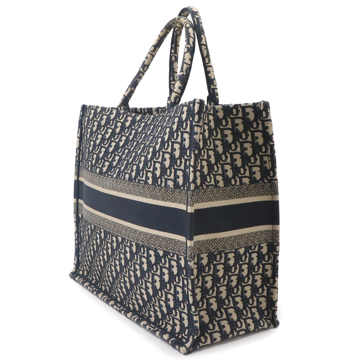 Oblique Book Tote Large Bag Canvas Navy M1286ZRIW
