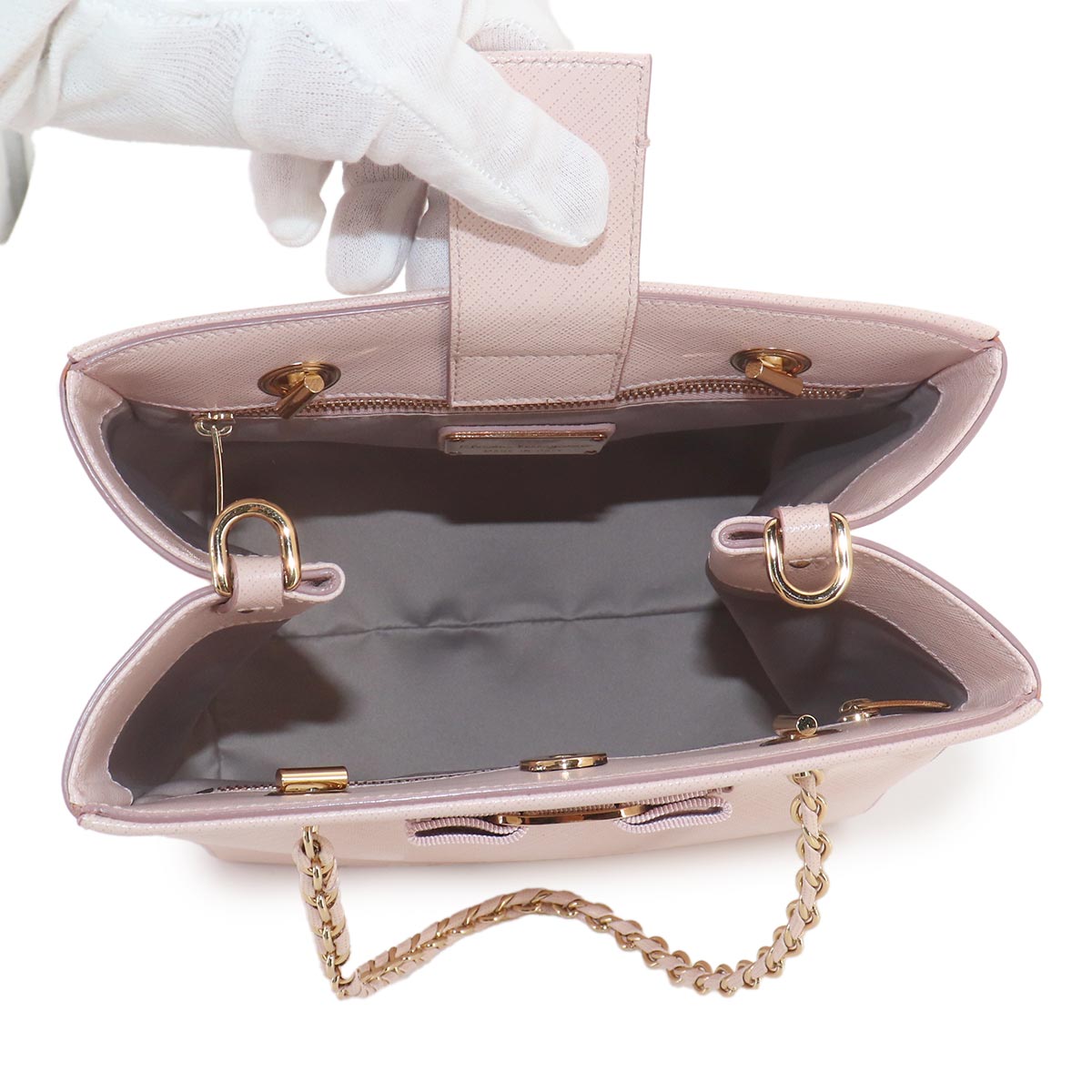 Vara 2way Hand Shoulder Bag Leather Pink Purse
