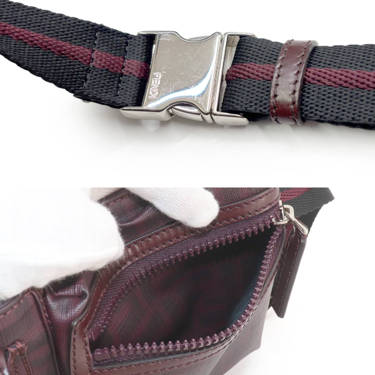 Zucca Belt Bag Crossbody Bag PVC Bordeaux 7VA280 Purse