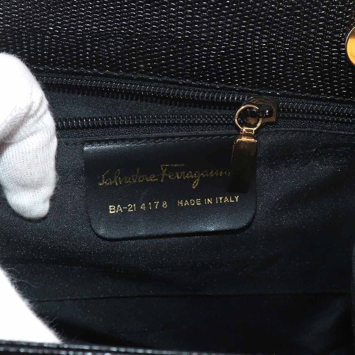 Vara 2way Hand Shoulder Bag Leather Black Purse