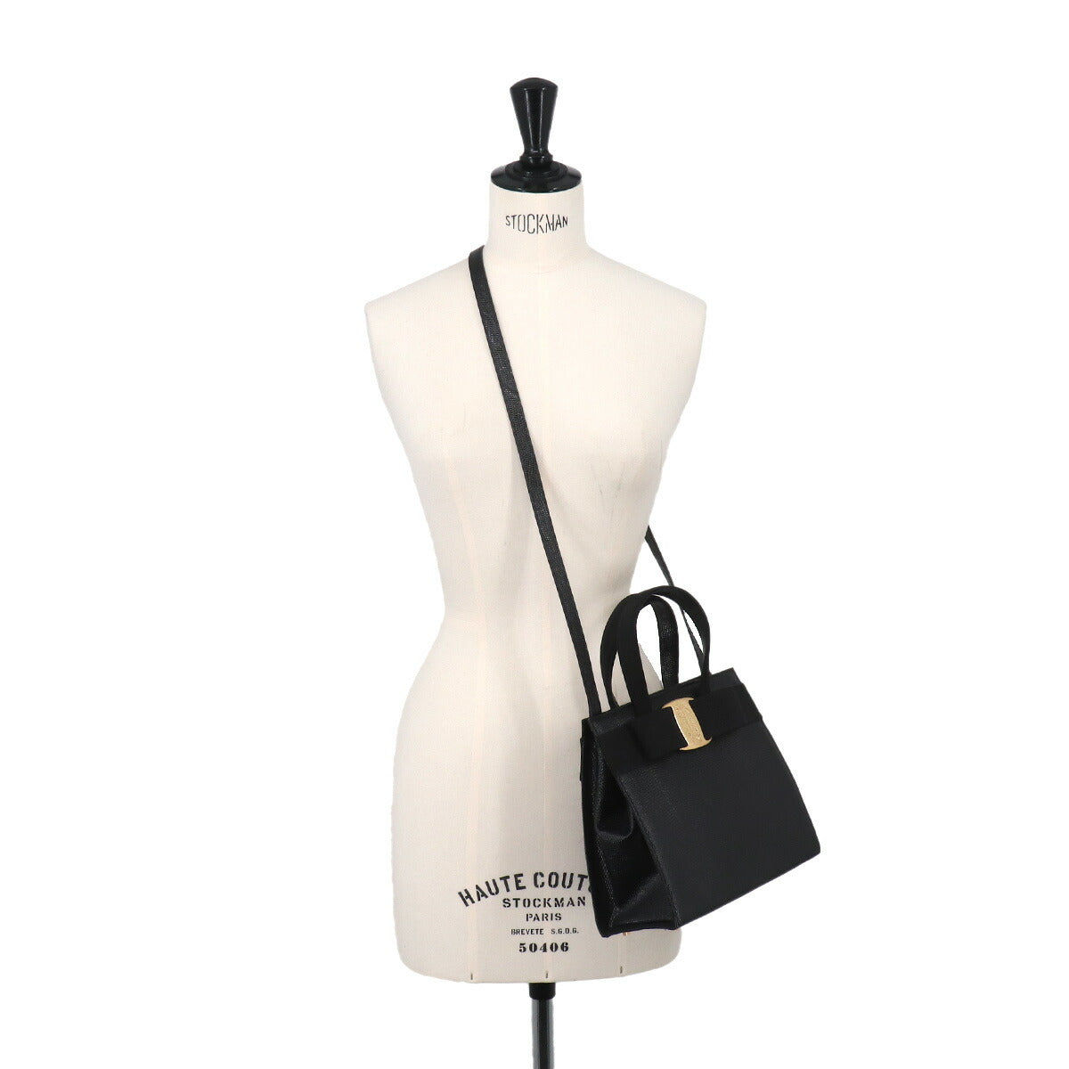 Vara 2way Hand Shoulder Bag Leather Black Purse
