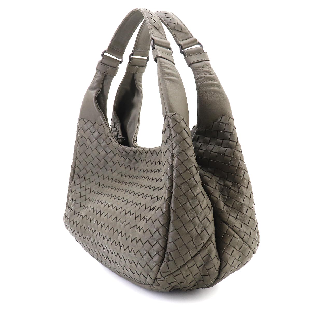 Intrecciato Tote Bag Leather Gray Purse