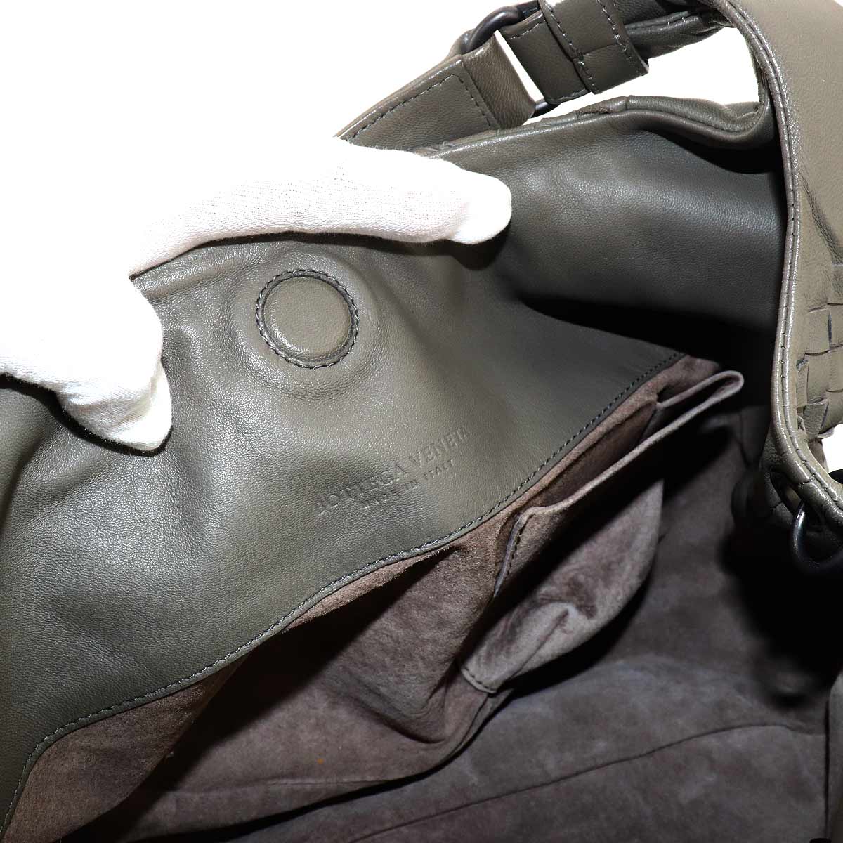 Intrecciato Tote Bag Leather Gray Purse