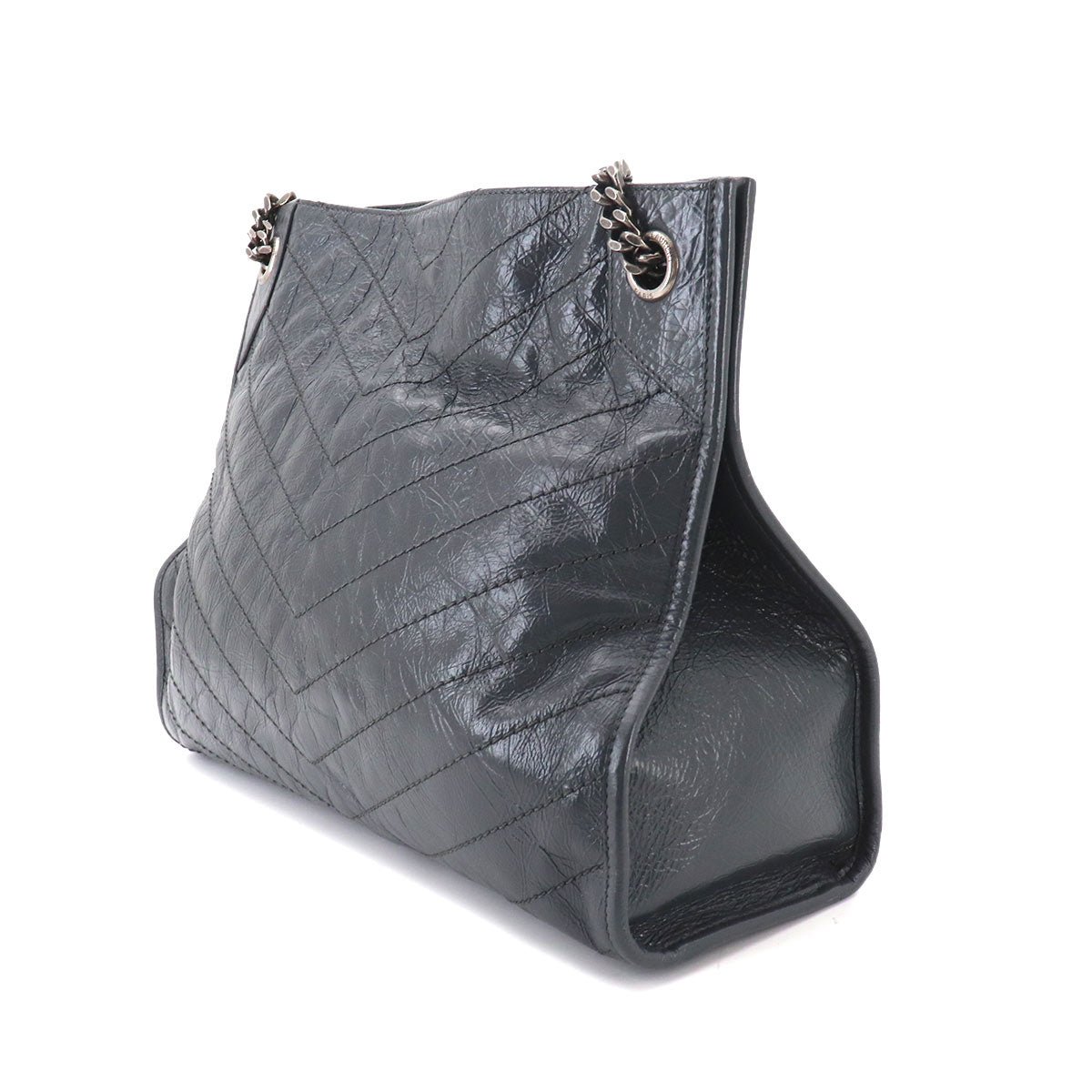 Niki Shopping Tote Bag Leather Gray 577999
