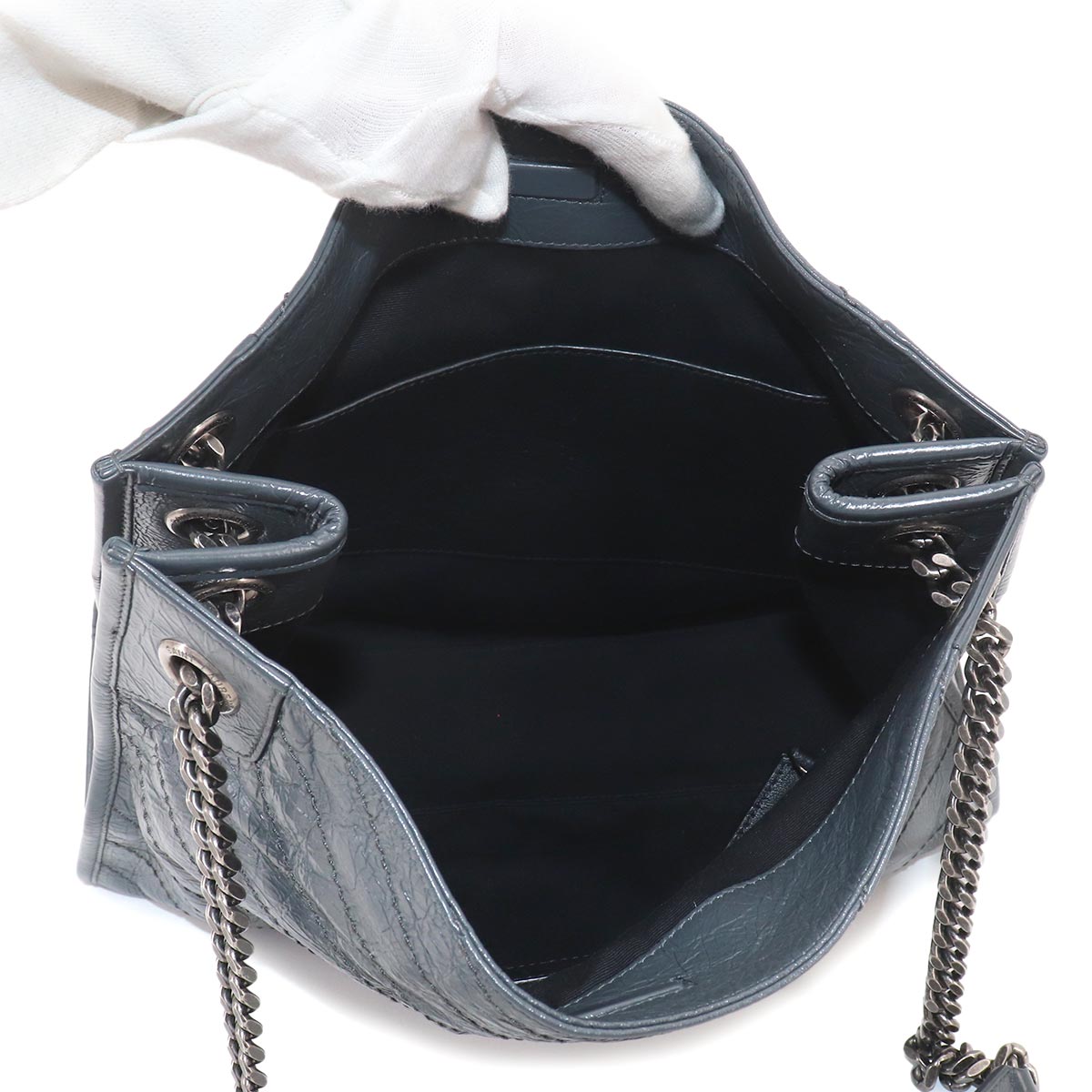 Niki Shopping Tote Bag Leather Gray 577999