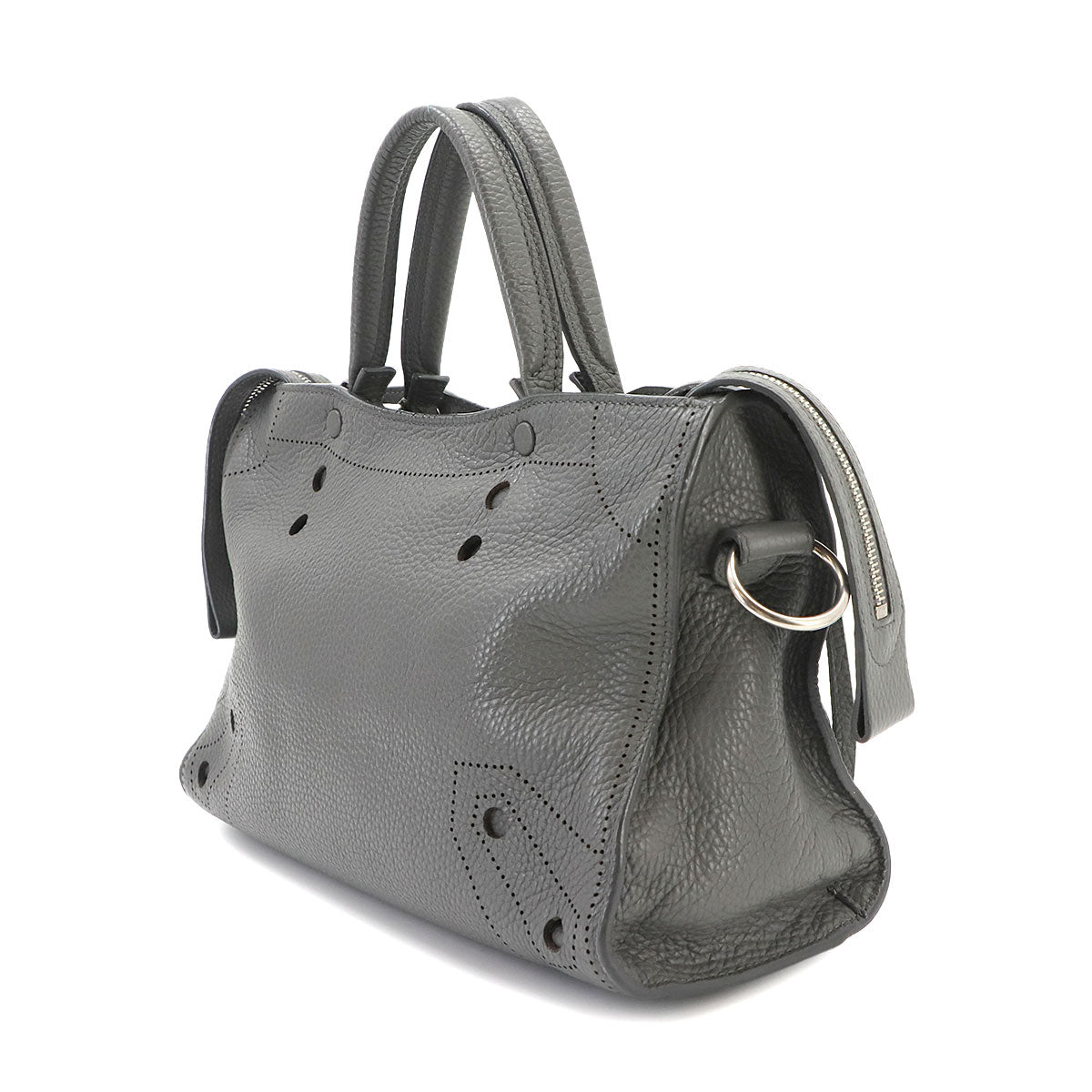 Blackout City S Hand Shoulder Bag Leather Gray 443516 Purse