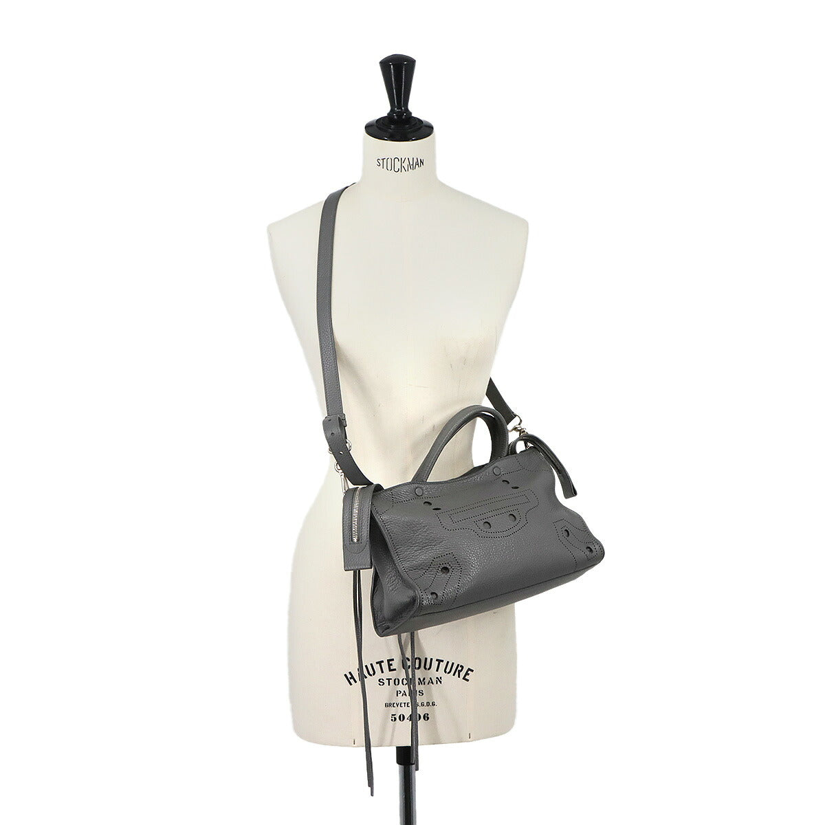 Blackout City S Hand Shoulder Bag Leather Gray 443516 Purse